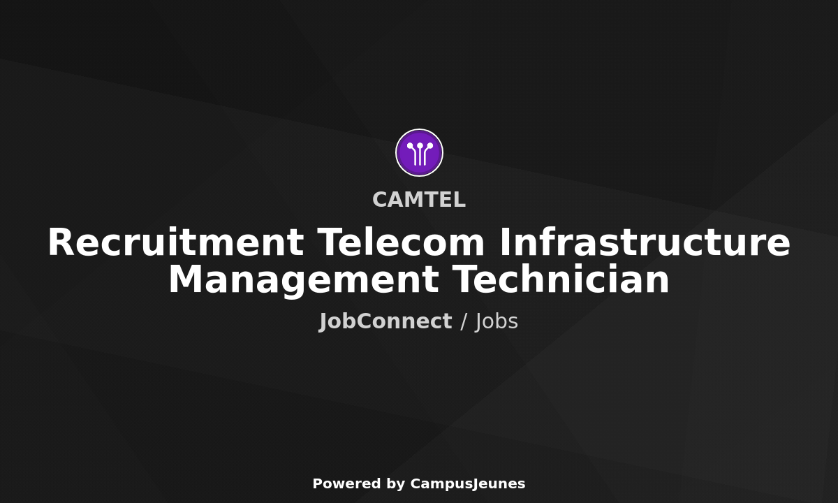 Recruitment Telecom Infrastructure Management Technician at CAMTEL
