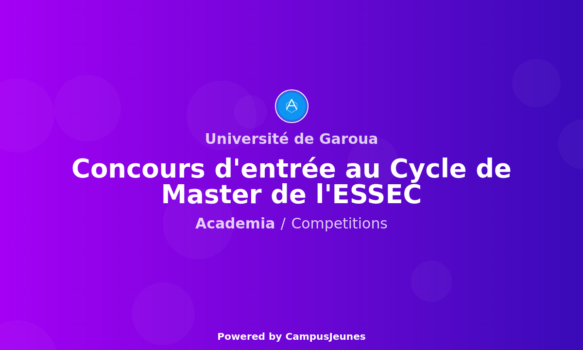 Concours d'entrée au Cycle de Master de l'ESSEC de l'Université de Garoua